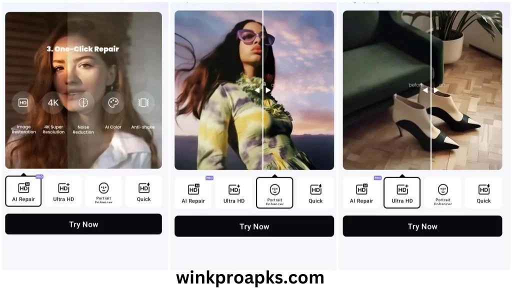 Wink Retouching Tool VS Vmake video editor